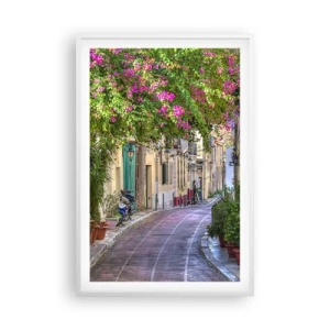 Plakát v bílém rámu - Kvetoucí zákoutí - 61x91 cm