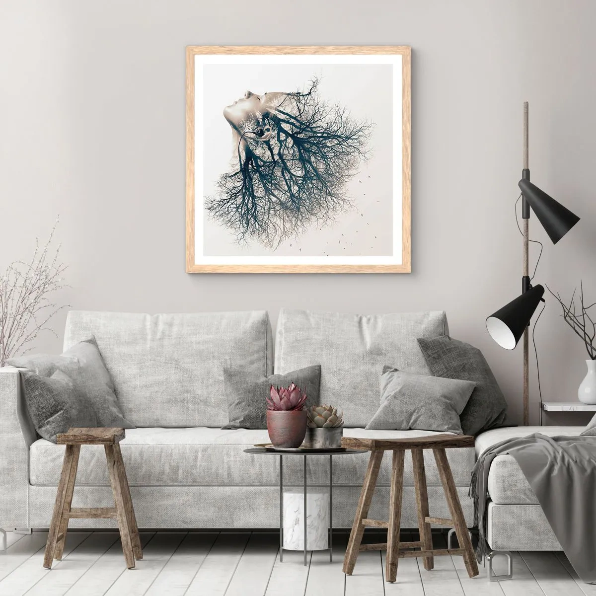Plakát v rámu světlý dub - Okouzlená šepotem stromu - 30x30 cm