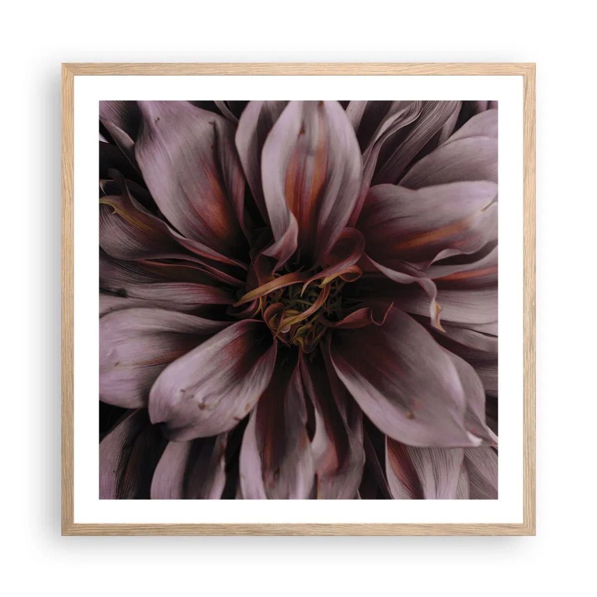 Plakát v rámu světlý dub - Květinové srdce - 60x60 cm