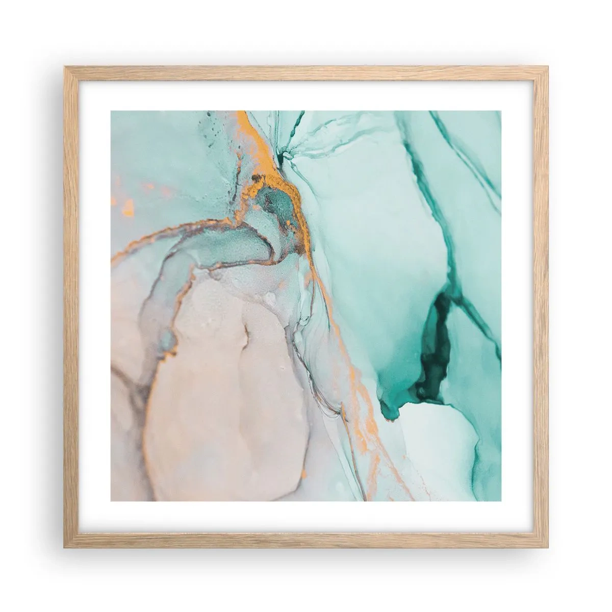 Plakát v rámu světlý dub - Tanec tvarů a barev - 50x50 cm