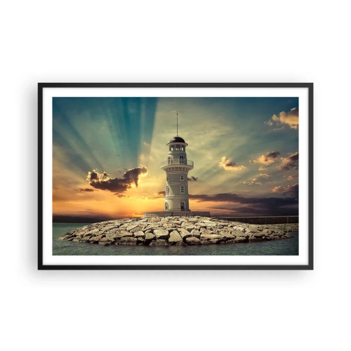 Plakát v černém rámu - Světlo - Dobro - Krása - 91x61 cm