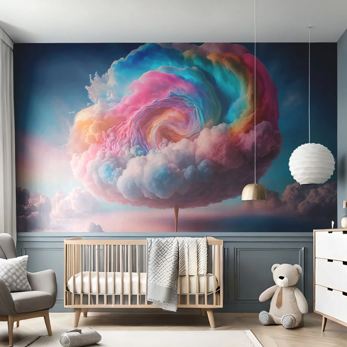 Fototapeta Premium Canvas - Sen o zábavním parku - Pastel, Mraky, Sladký - 250x175 cm