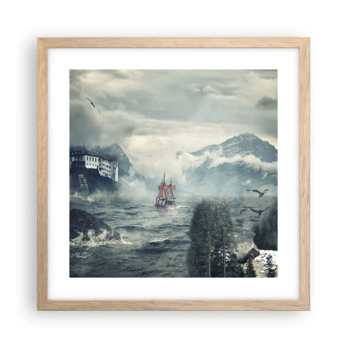 Plakát v rámu světlý dub - V kouzelných vodách - 40x40 cm