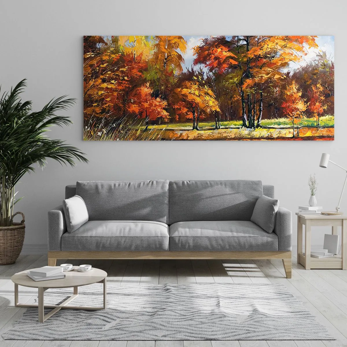 Obraz na skle - Krajinka ve zlaté a hnědé - 90x30 cm