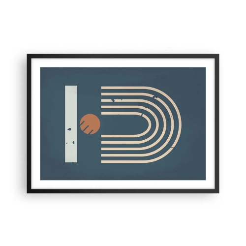 Plakát v černém rámu - Geometrie v námořnické modři - 70x50 cm
