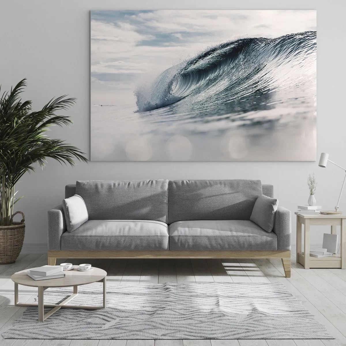 Obraz na skle - Silná oceánská vlna v paprscích slunce - 70x50cm - Vodní špička - Moderní nástěnná dekorace do obývacího pokoje a ložnice ARTTOR