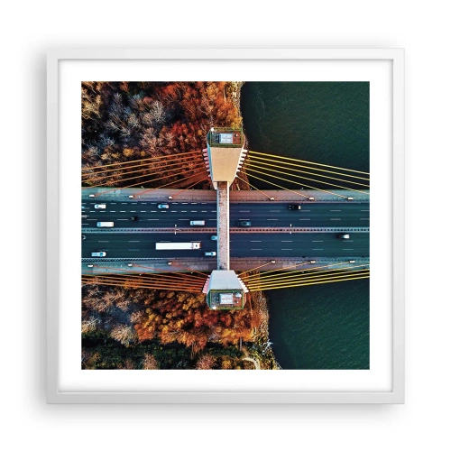 Plakát v bílém rámu - Za vodami, za lesy - 50x50 cm