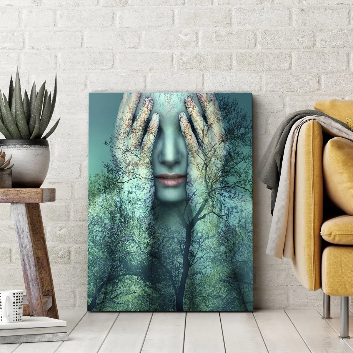 Obraz na plátně - Ponořená do modré - 50x70 cm