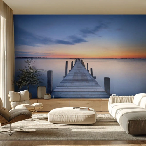 Fototapeta Premium Sand - Klid příjemného soumraku - Krajina, Záliv, Dřevěný most - 100x70 cm