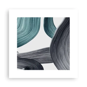 Plakát - Smaragdové a černé vlny - 30x30 cm