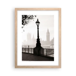 Plakát v rámu světlý dub - Londýnské ráno - 30x40 cm