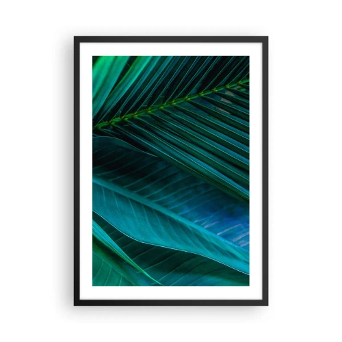 Plakát v černém rámu - Tropické listy v odstínech tmavě zelené - 50x70cm - Anatomie zelené - Moderní nástěnná dekorace do obývacího pokoje a ložnice ARTTOR