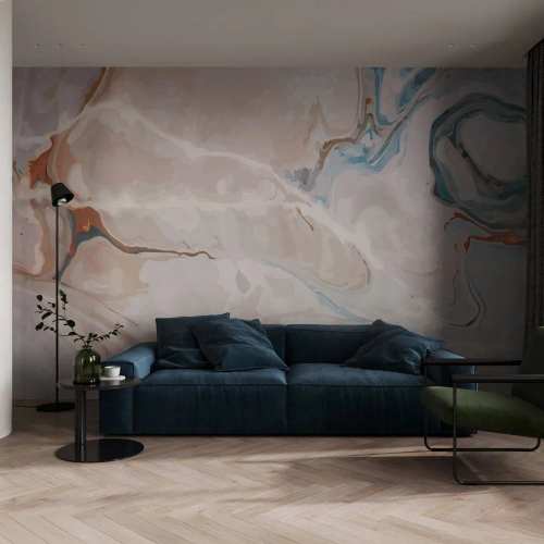 Fototapeta Standard Eco - Modré meandry pod bílou - Abstrakce, Kus, Moderní vzor - 400x280 cm