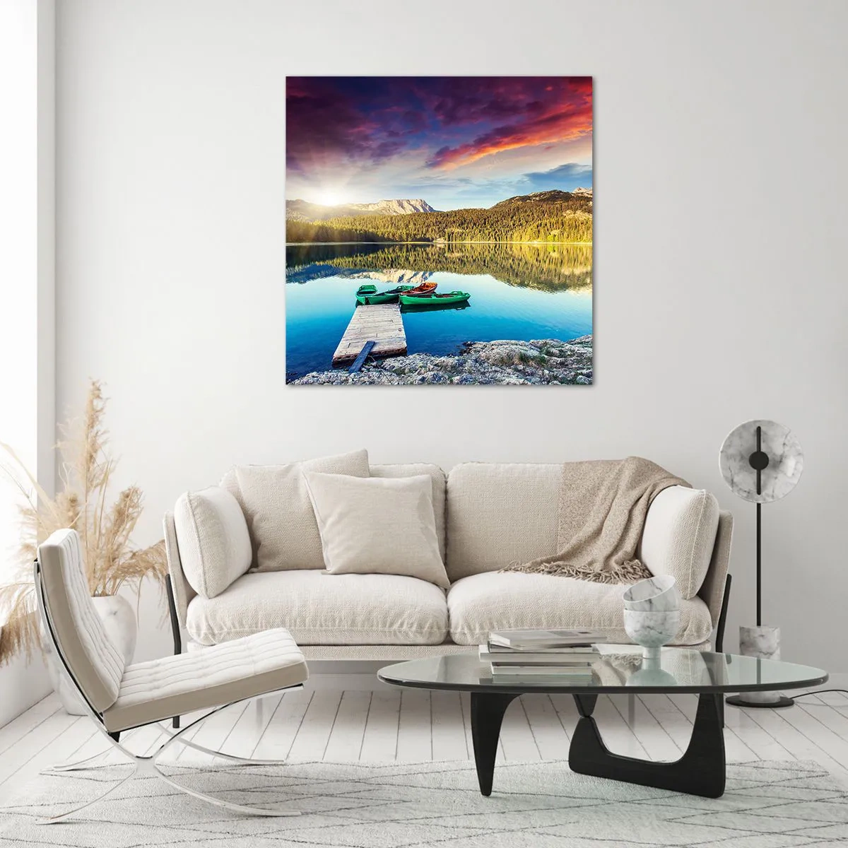 Obraz na skle - U vody hladké jako zrcadlo - 70x70 cm