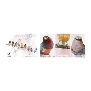 Vzor Fototapety Samolepicí Deluxe Sticker - Okřídlené setkání - Ptactvo, Příroda, Grafika - 100x30 cm