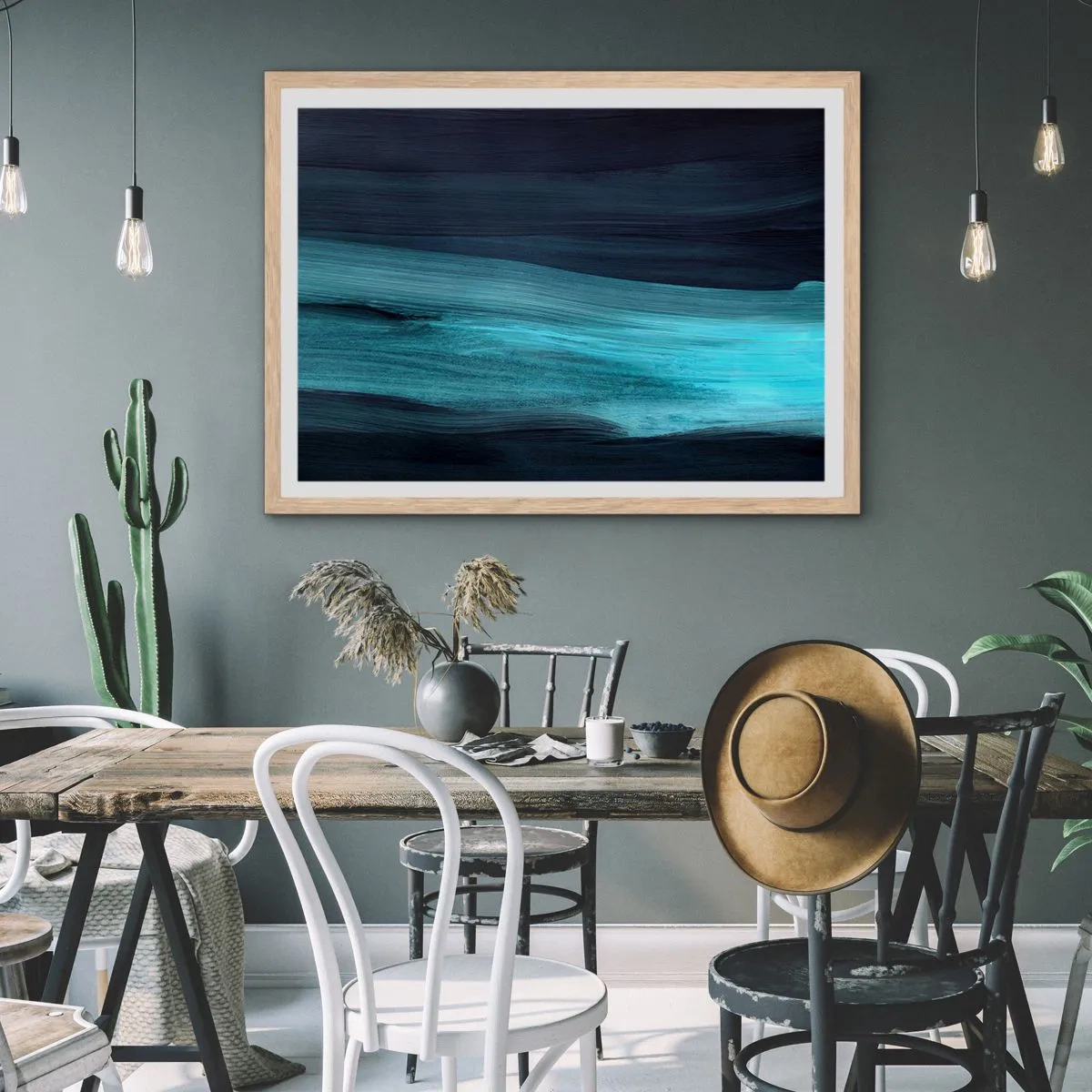 Plakát v rámu světlý dub - Pluj s proudem - 100x70 cm