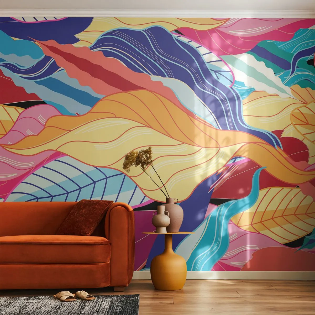 Fototapeta Premium Canvas - Barevný nepořádek - Abstrakce, Barevné listy, Kus - 500x350 cm