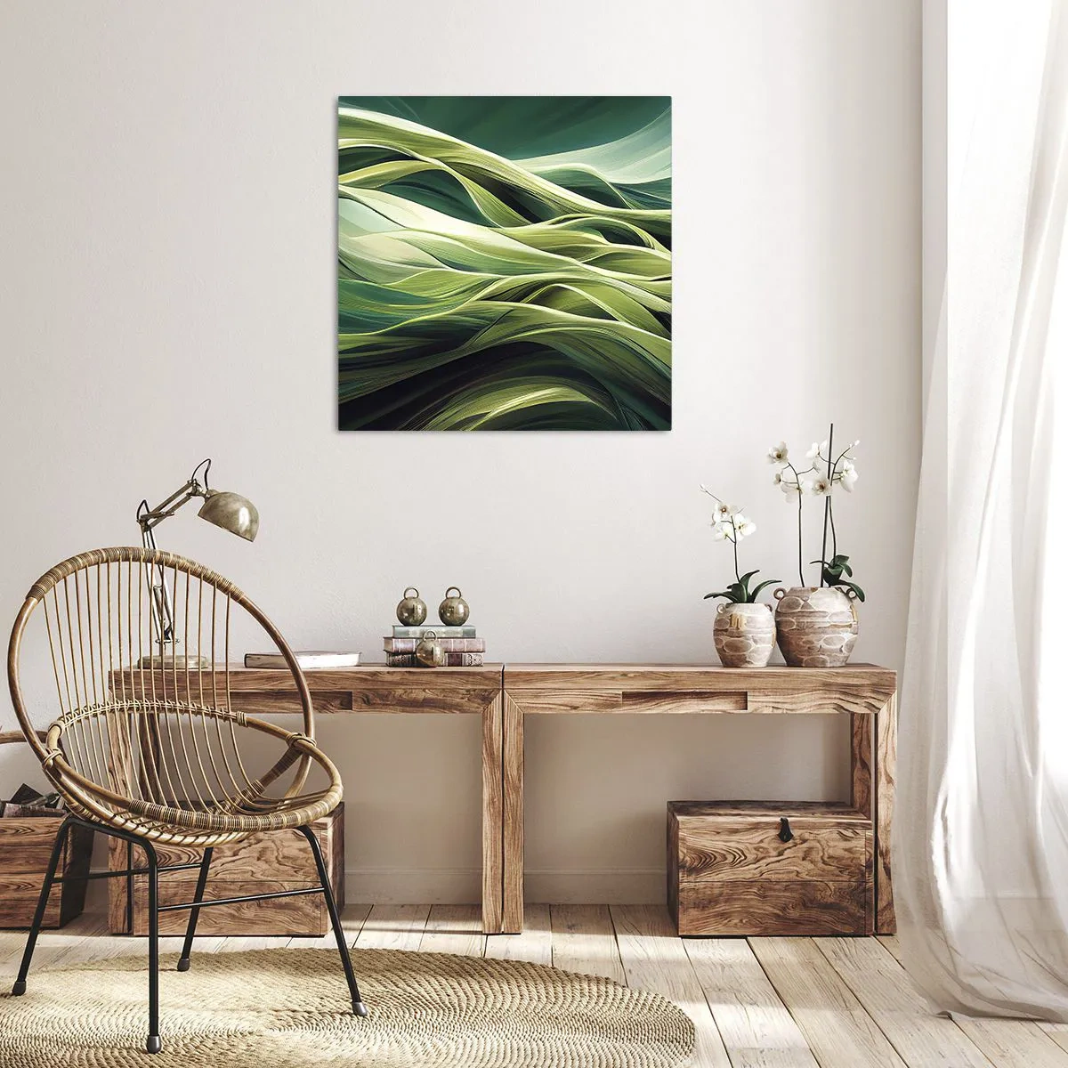 Obraz na plátně - Abstraktní hra na zelenou - 30x30 cm