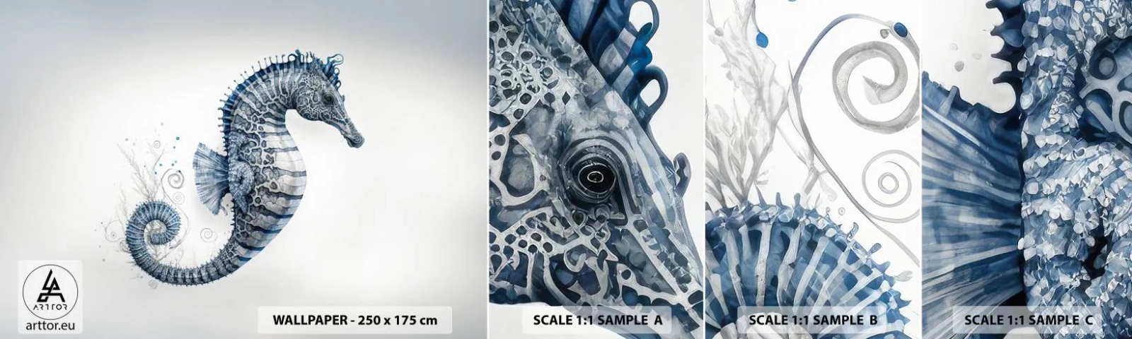 Vzor Fototapety Samolepicí Deluxe Sticker - Jemný vtip přírody - Mořský koník, Pobřeží, korálový útes - 100x30 cm