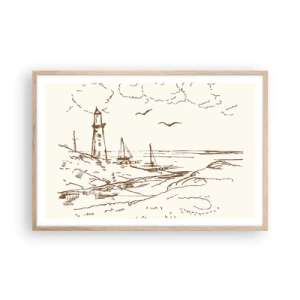 Plakát v rámu světlý dub - Náčrt letních vzpomínek - 91x61 cm