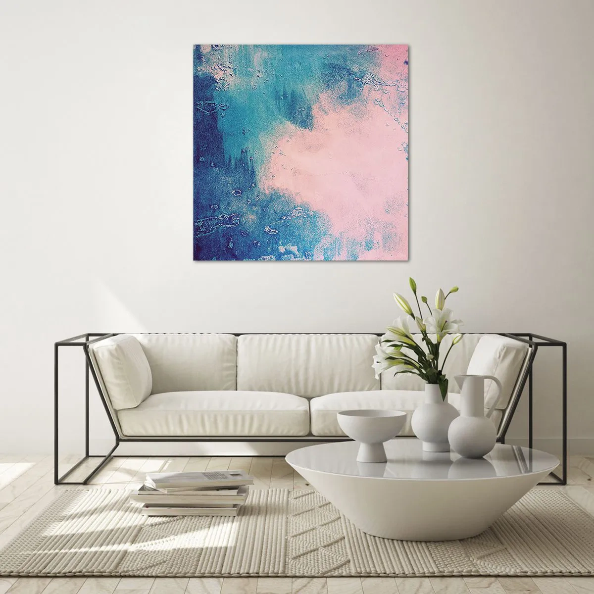 Obraz na skle - Modrá objetí - 50x50 cm