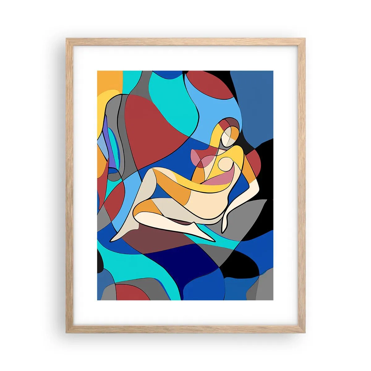 Plakát v rámu světlý dub - Kubistický akt - 40x50 cm