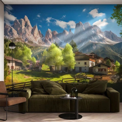 Fototapeta Premium Sand - Alpská idyla - hory, Krajina, Alpy - 100x70 cm