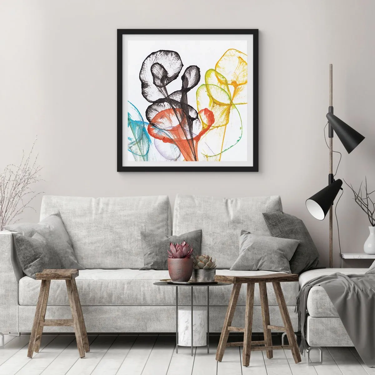 Plakát v černém rámu - Květiny s duší - 50x50 cm