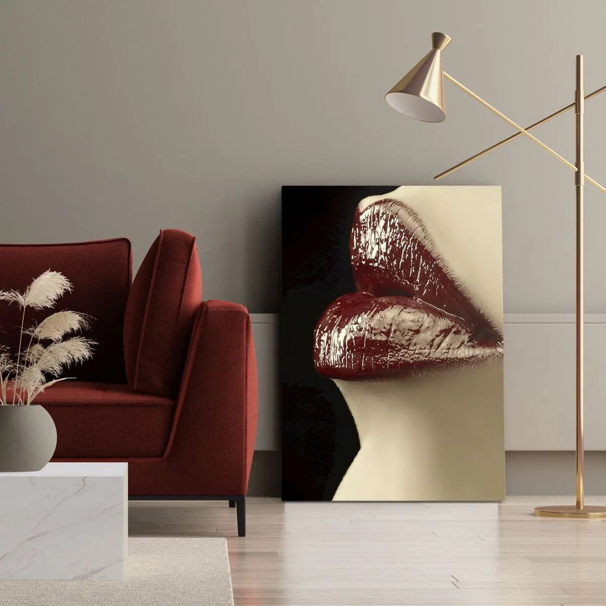 Obraz na plátně - Smyslnost a lesk karmínu - 55x100 cm