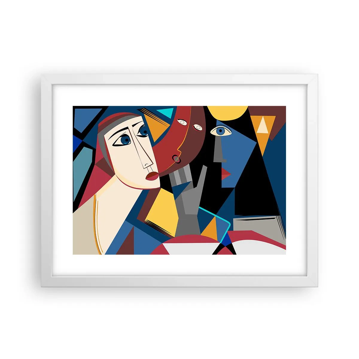 Plakát v bílém rámu - Konverzace kubistů - 40x30 cm