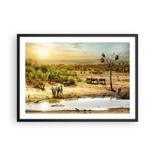 Plakát v černém rámu - „Z ráje opět pramenila řeka…“ - 70x50 cm