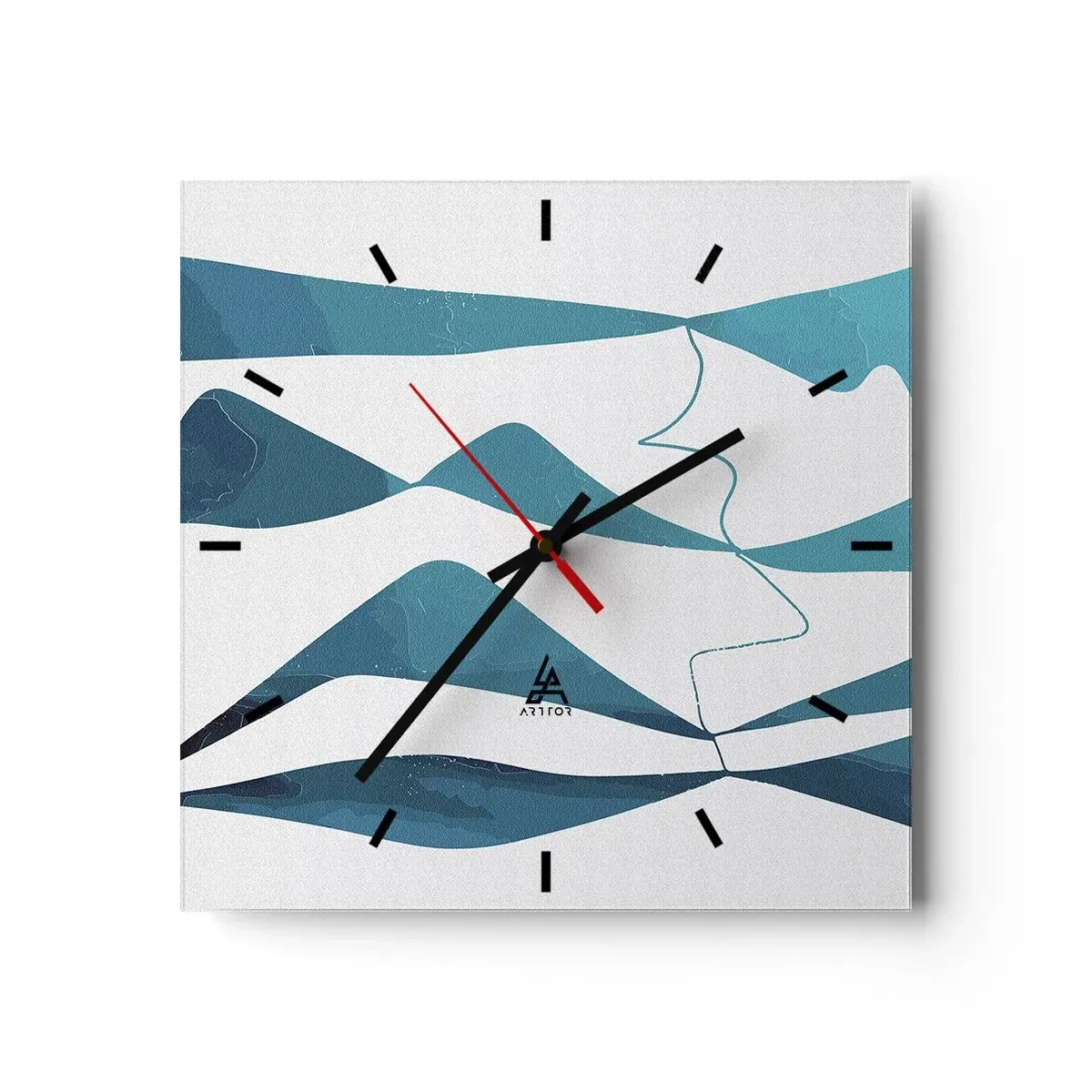 Nástěnné hodiny - Abstrakce: tyrkysový vztah - 40x40 cm