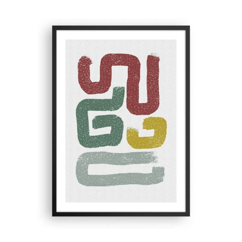 Plakát v černém rámu - Abstraktní tvary v zemitých tónech na světlém pozadí - 50x70cm - V neznámém jazyce - Moderní nástěnná dekorace do obývacího pokoje a ložnice ARTTOR