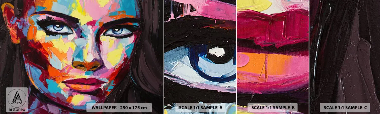 Vzor Fototapety Samolepicí Deluxe Sticker - Také barevná duše - Portrét ženy, Tvář, Kus - 100x30 cm