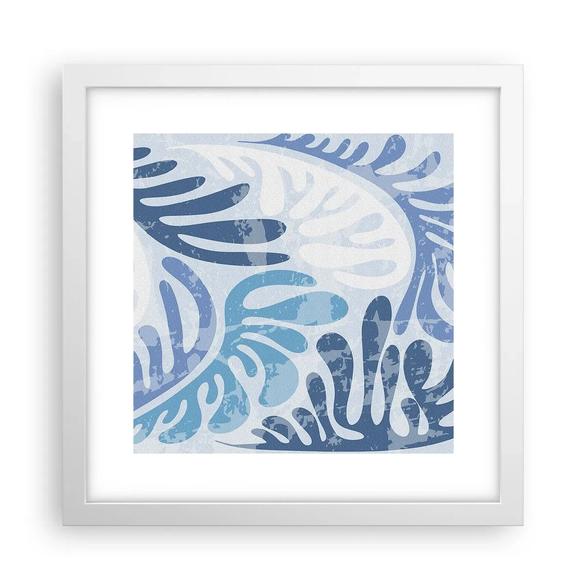 Plakát v bílém rámu - Modré kapradí - 30x30 cm