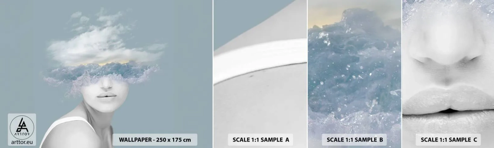 Fototapeta Vzorek Standard Eco - S hlavou v oblacích - Jasný, Portrét, Mraky - 100x30 cm