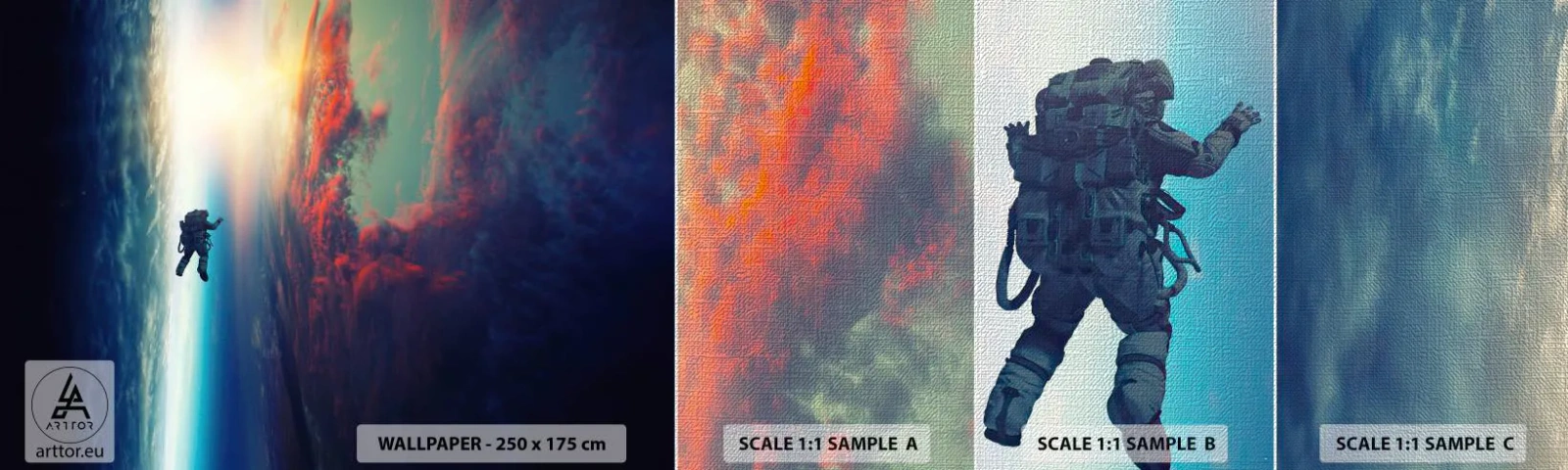 Vzor Fototapety Premium Canvas - Tváří v tvář vesmíru - Abstrakce, Astronaut, Kosmos - 100x30 cm