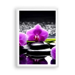 Plakát v bílém rámu - Utonout v tichu a klidu - 70x100 cm