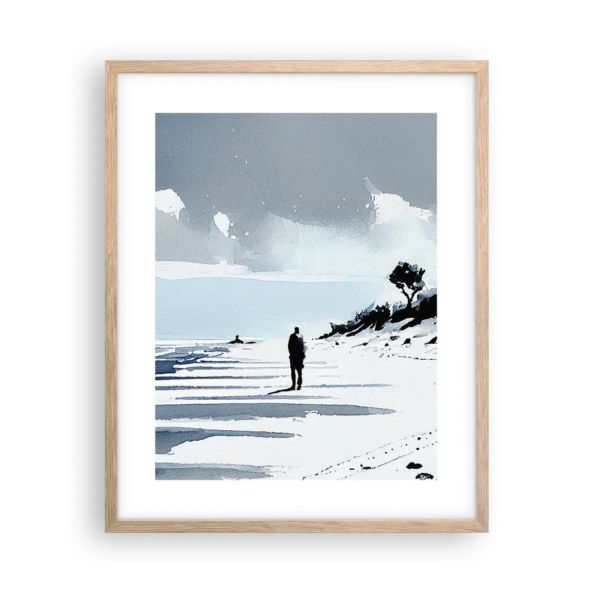 Plakát v rámu světlý dub - O samotě - 40x50 cm