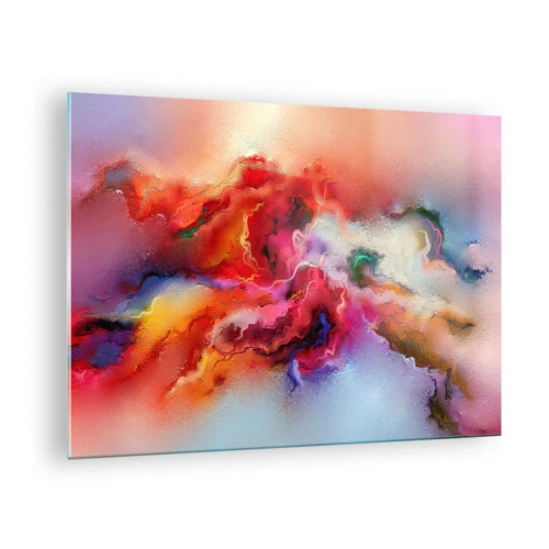 Obraz na skle - Barevná abstrakce připomínající vířící kouřové stopy. - 70x50cm - Jak zachytit sny - dým - Moderní nástěnná dekorace do obývacího pokoje a ložnice ARTTOR