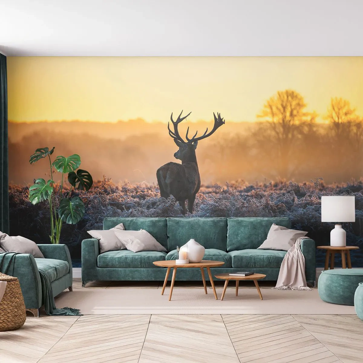 Fototapeta Samolepicí Deluxe Sticker - Korunován na svém panství - Krajina, Zvířata, Jelen - 250x175 cm