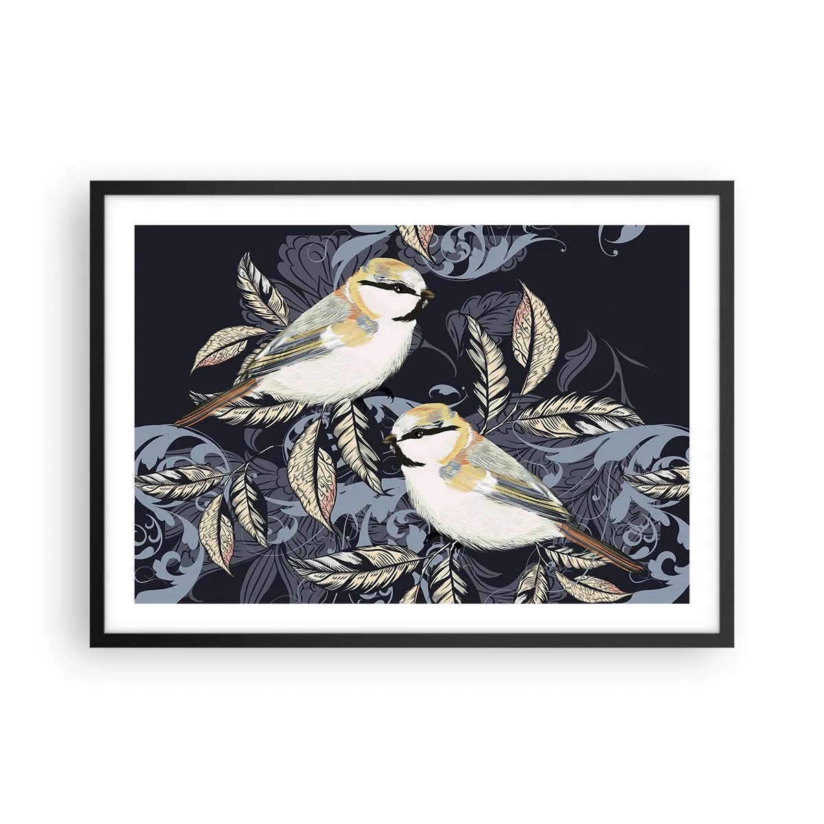 Plakát v černém rámu - Žlutomodrá píseň - 70x50 cm