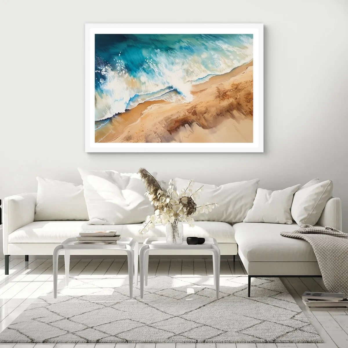 Plakát v bílém rámu - Vlna, která se vrací - 100x70 cm
