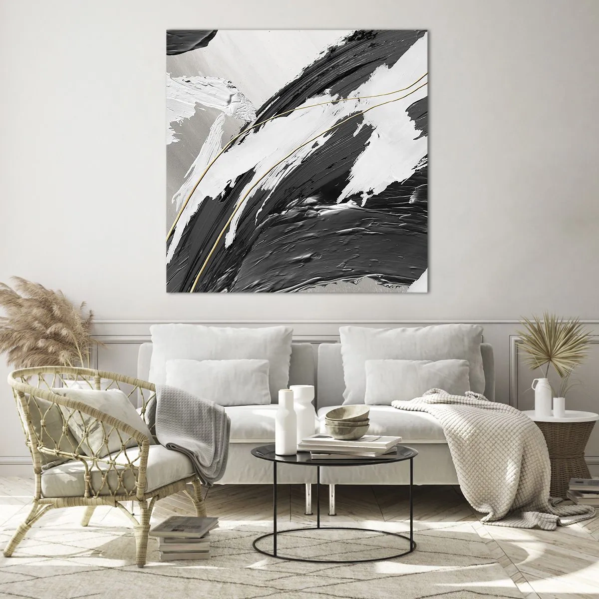 Obraz na skle - Velkorysá abstrakce - 50x50 cm