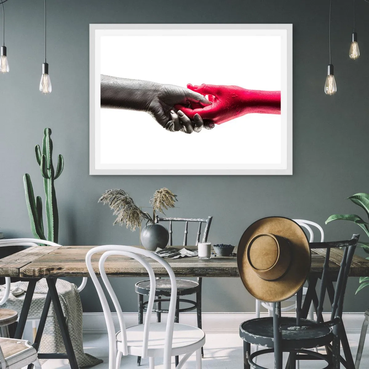 Plakát v bílém rámu - Spolu i když jsme odlišní - 91x61 cm