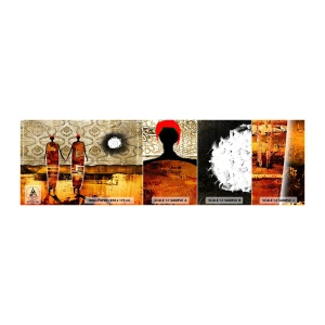 Vzor Fototapety Samolepicí Deluxe Sticker - Etnická kompozice v barvách Afriky - Lidé, Afrika, Grafika - 100x30 cm