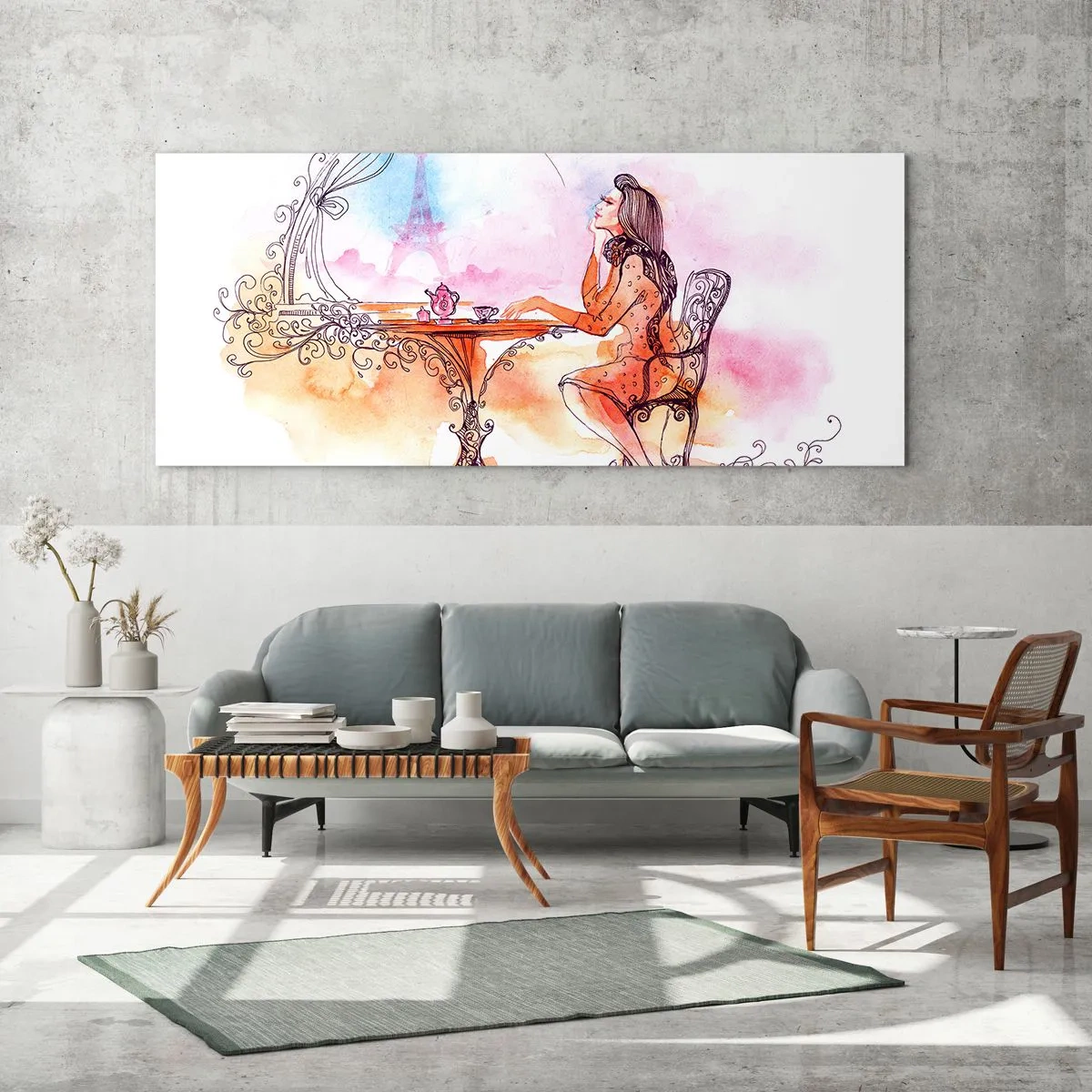 Obraz na skle - Pařížská elegance - 100x40 cm