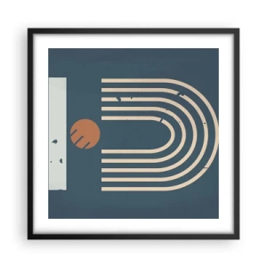 Plakát v černém rámu - Geometrie v námořnické modři - 50x50 cm