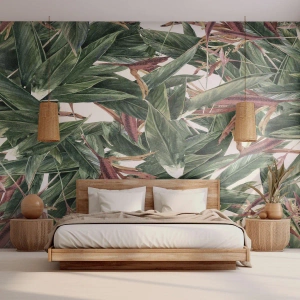 Fototapeta Premium Canvas - Smaragdově-liliové houští - Květiny, Havaj, Listy - 200x140 cm