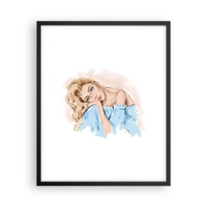 Plakát v černém rámu - Zasněná v modré - 40x50 cm